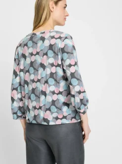 Olsen Damen Shirt in blau mehrfarbig - Ärmel: 3/4 Arm
