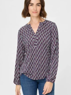 Olsen Damen Shirt in lila - Ausschnitt: V-Ausschnitt