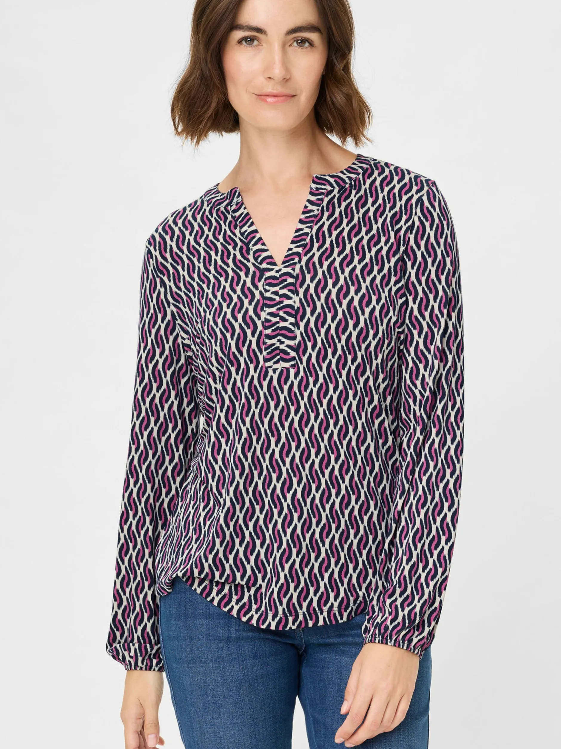 Olsen Damen Shirt in lila - Ausschnitt: V-Ausschnitt