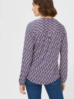 Olsen Damen Shirt in lila - Ausschnitt: V-Ausschnitt