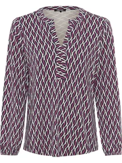 Olsen Damen Shirt in lila - Ausschnitt: V-Ausschnitt