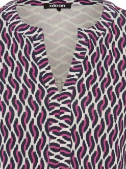 Olsen Damen Shirt in lila - Ausschnitt: V-Ausschnitt