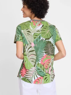 Olsen Damen Shirt in oliv - Ausschnitt: V-Ausschnitt