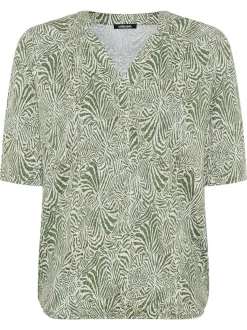 Olsen Damen Shirt in oliv - Ausschnitt: V-Ausschnitt