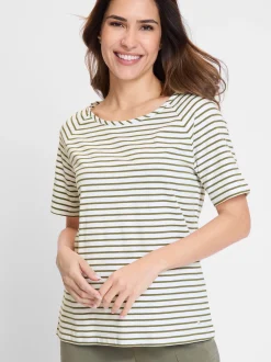 Olsen Damen Shirt in oliv - Ausschnitt: Rundhals