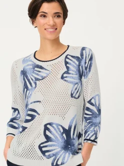 Olsen Damen Strickpullover - Henny in weiß blau