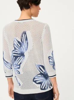 Olsen Damen Strickpullover - Henny in weiß blau