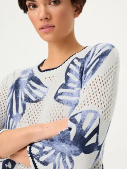 Olsen Damen Strickpullover - Henny in weiß blau
