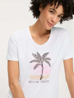 Olsen Damen T-Shirt - Hannah in weiß rosa