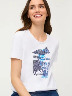 Olsen Damen T-Shirt - Hannah in weiß blau