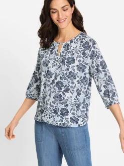 Olsen Damen T-Shirt in indigo - Ausschnitt: Rundhals