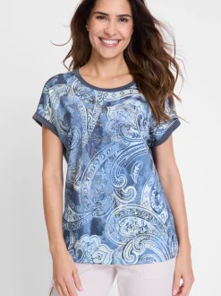 Olsen Damen T-Shirt in indigo - Ausschnitt: Rundhals