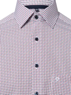 OLYMP Luxor modern fit Herren Hemd in weiß bordeaux