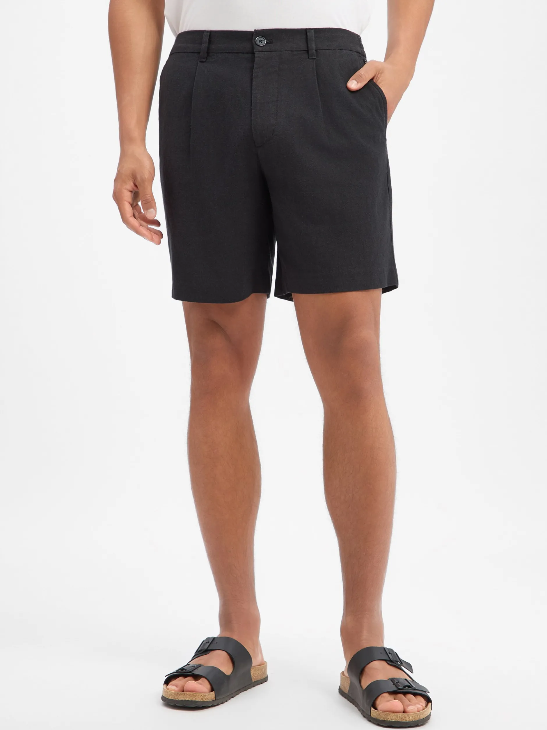 Only&Sons Herren Bermuda mit Leinen-Anteil - ONSLou Eno in schwarz