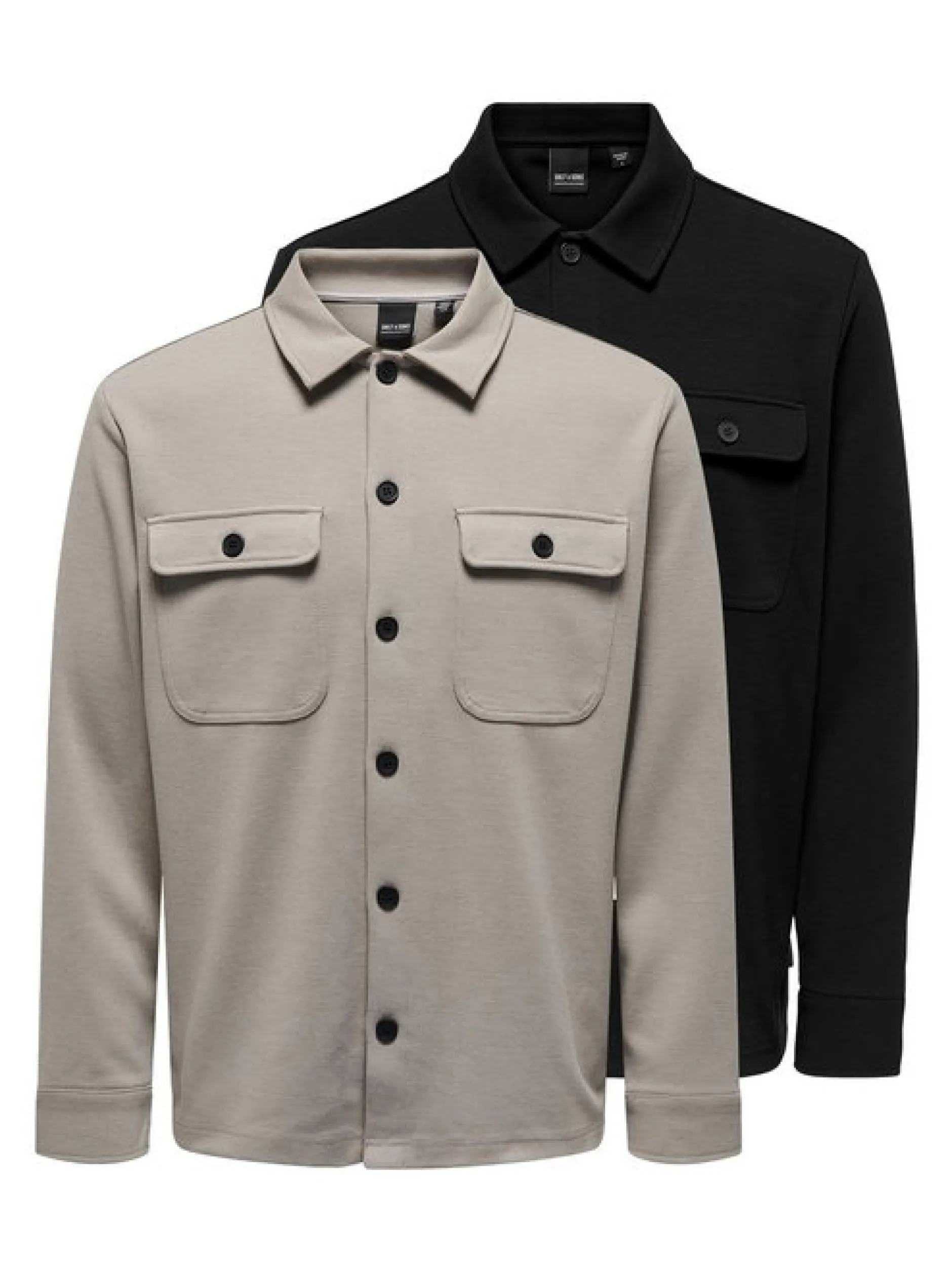 Only&Sons Herren Hemdjacke - 2er Pack Newkodyl in hellgrau