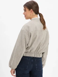 Opus Damen Blouson - Jalea Herringbone in taupe beige