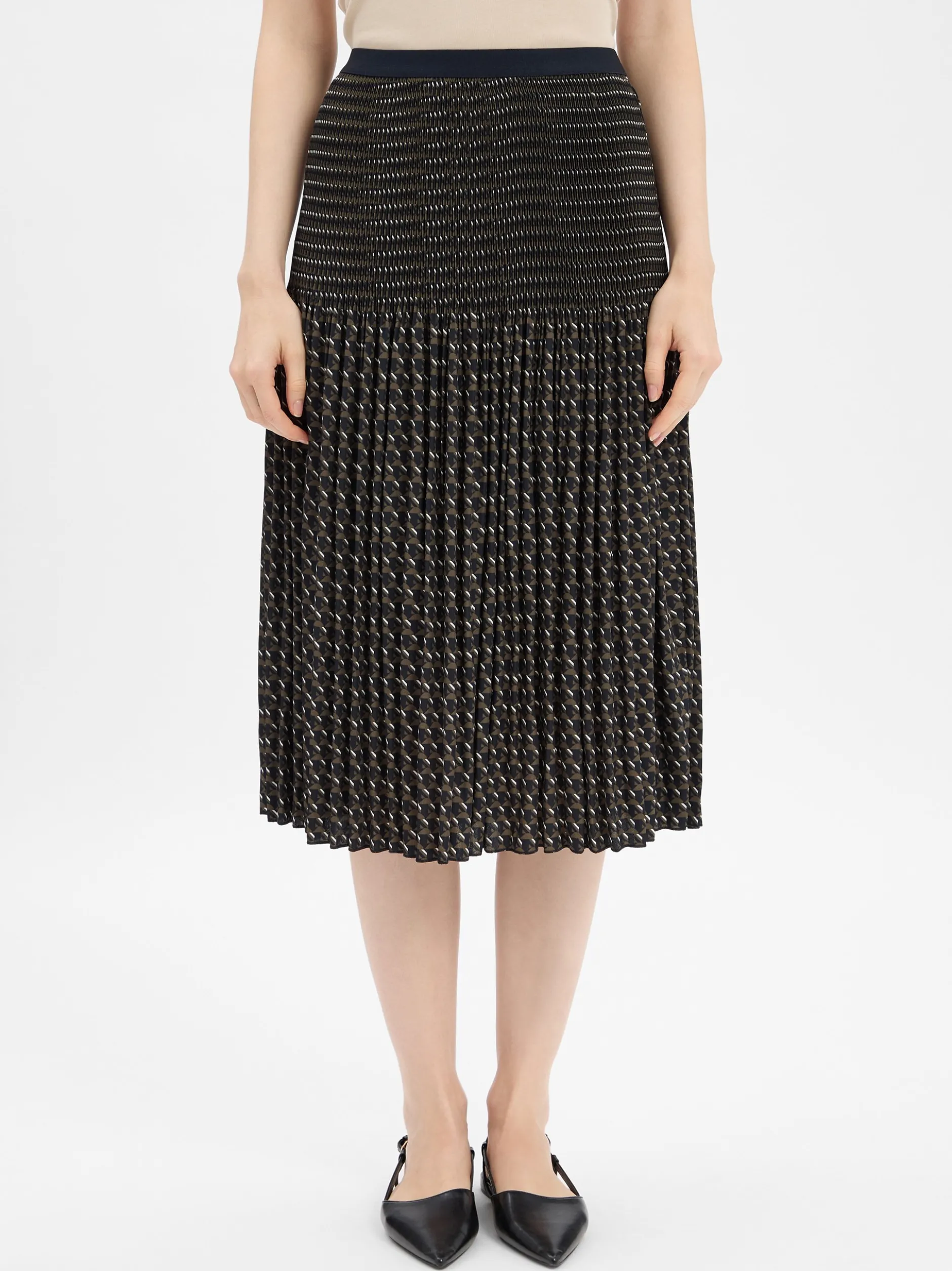 Opus Damen Faltenrock - Ribane London in schwarz khaki