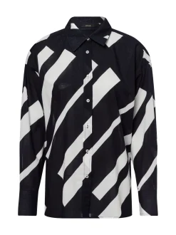 Opus Damen Hemdbluse - Fenlo Stripe in schwarz weiß