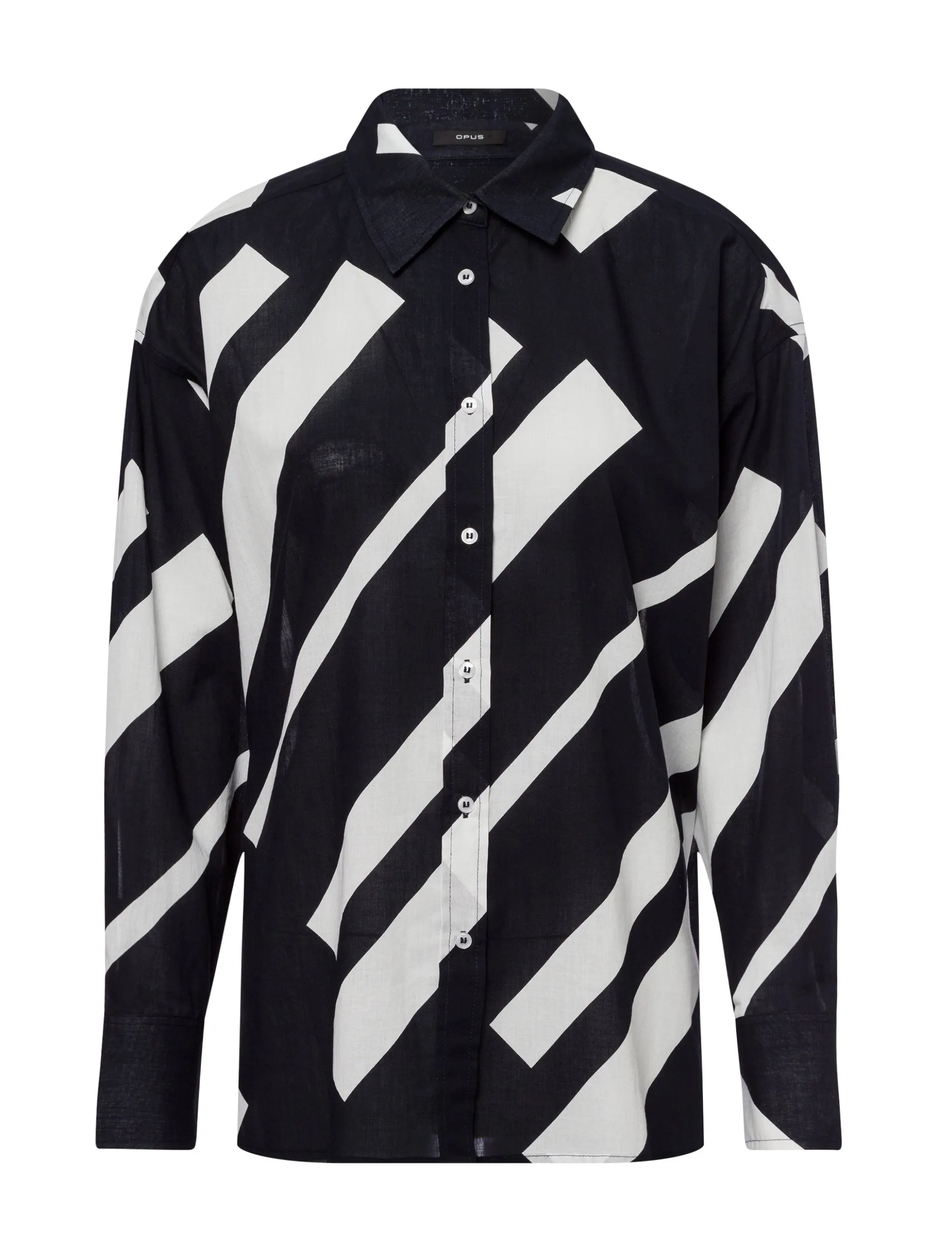 Opus Damen Hemdbluse - Fenlo Stripe in schwarz weiß