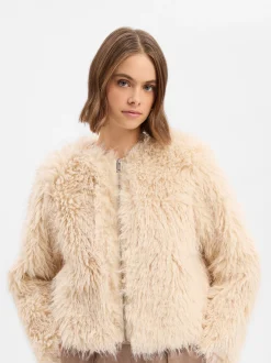Opus Damen Kunstfell-Jacke - Heti in beige