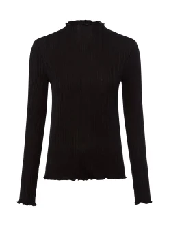 Opus Damen Langarmshirt in schwarz - Ärmel: langarm