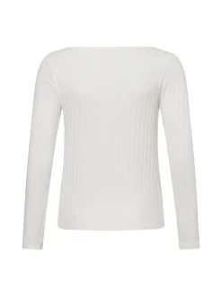 Opus Damen Langarmshirt - Sovke in weiß - Ärmel: langarm