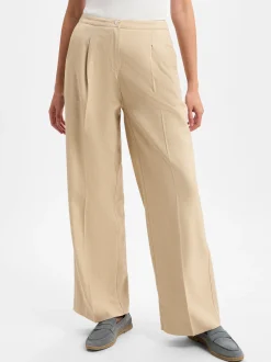Opus Damen Stoffhose - Maiga in beige - Länge: lang