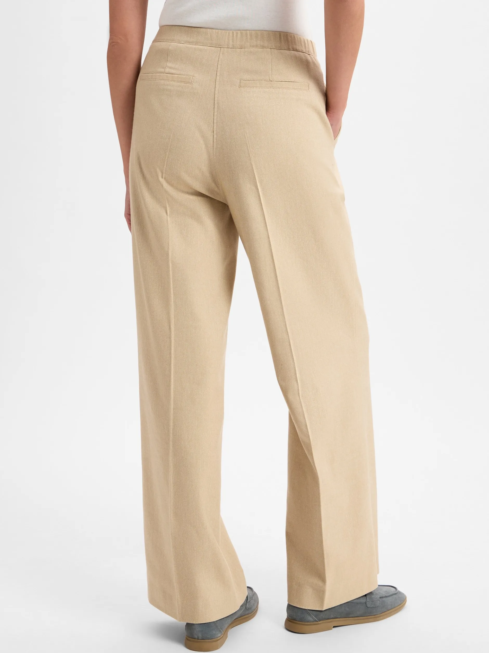 Opus Damen Stoffhose - Maiga in beige - Länge: lang