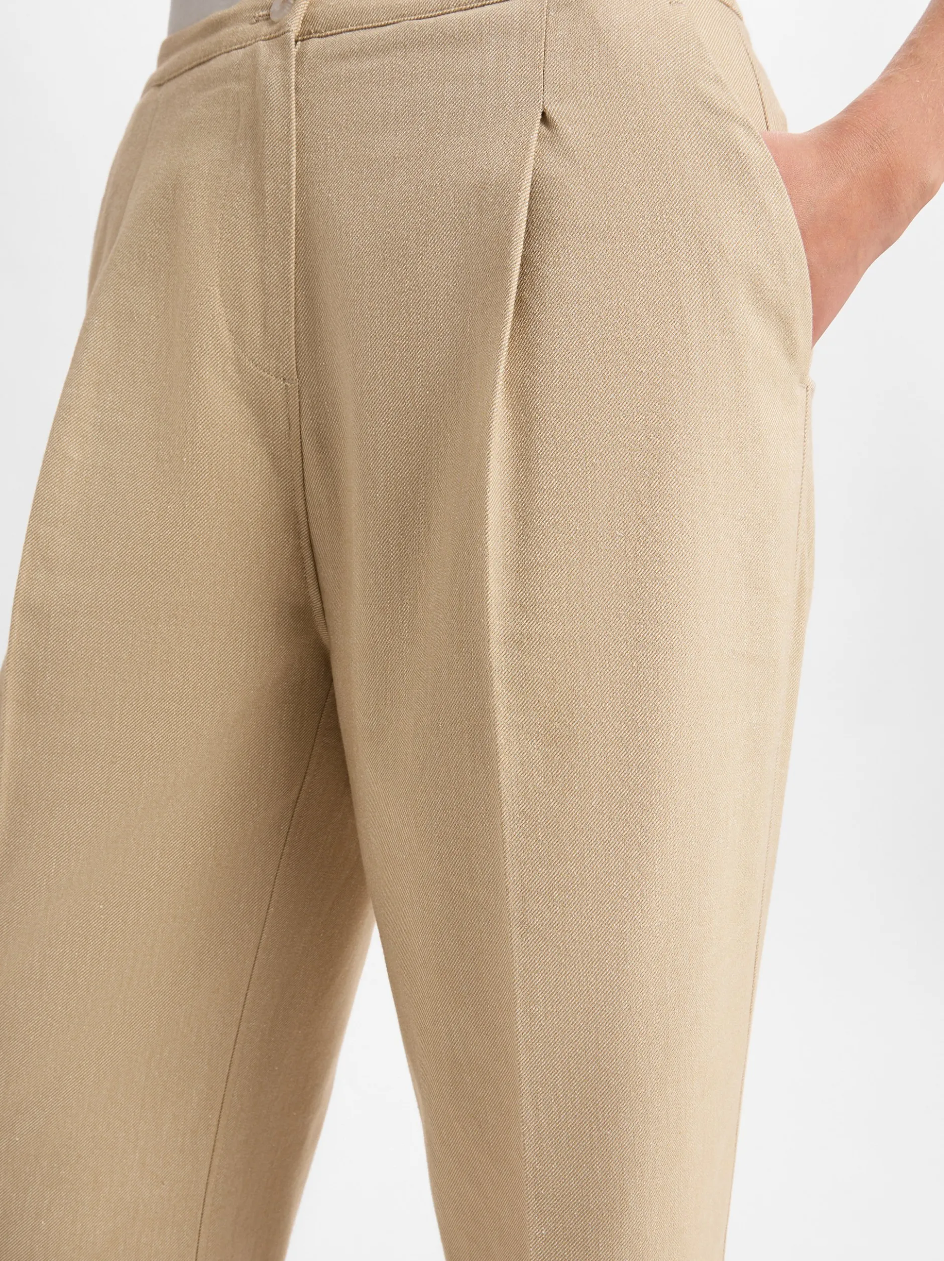 Opus Damen Stoffhose - Maiga in beige - Länge: lang