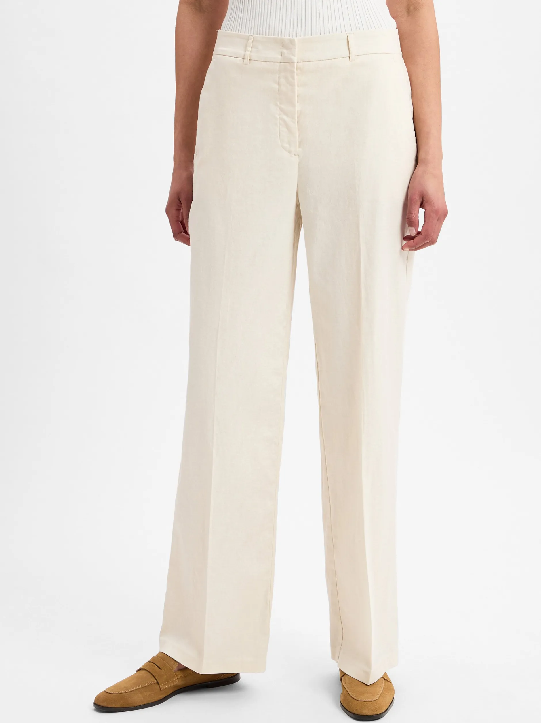 Opus Damen Stoffhose mit Leinen-Anteil - Maiga Linen in sand