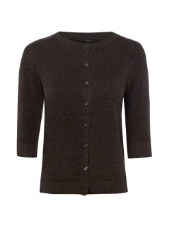 Opus Damen Strickjacke mit Leinen - Datina in schoko