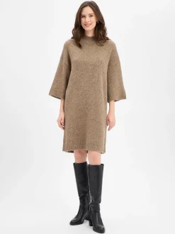Opus Damen Strickkleid mit Wolle - Waliet in taupe