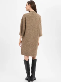 Opus Damen Strickkleid mit Wolle - Waliet in taupe
