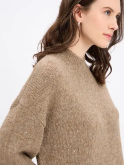 Opus Damen Strickkleid mit Wolle - Waliet in taupe