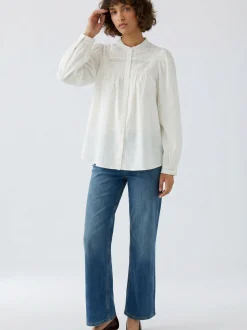 Oui Damen Bluse in ecru - Ärmel: langarm