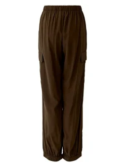 Oui Damen Cargohose in braun