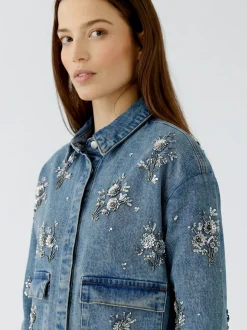 Oui Damen Jeansjacke in blau