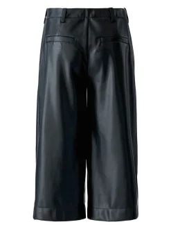 Oui Damen Kunstlederhose in schwarz