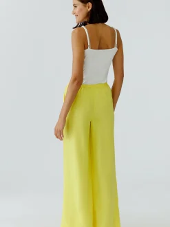 Oui Damen Marlenehose in zitrone