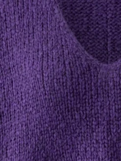 Oui Damen Pullover in lila - Ausschnitt: V-Ausschnitt