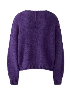 Oui Damen Pullover in lila - Ausschnitt: V-Ausschnitt