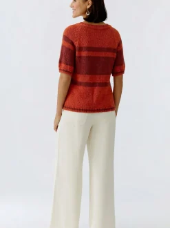 Oui Damen Pullover in orange - Ausschnitt: Rundhals