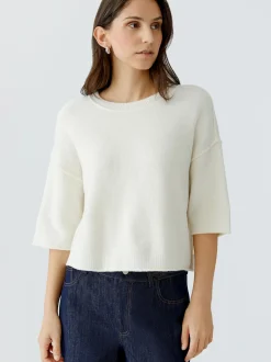 Oui Damen Pullover in weiß - Ausschnitt: Rundhals
