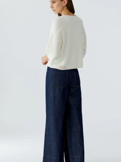 Oui Damen Pullover in weiß - Ausschnitt: Rundhals