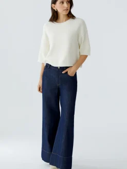 Oui Damen Pullover in weiß - Ausschnitt: Rundhals