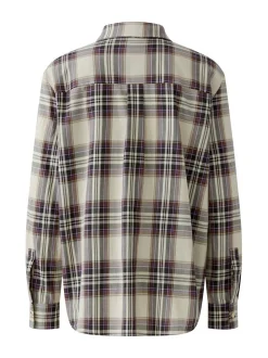 Oui Damen Schluppenbluse in taupe - Ärmel: langarm