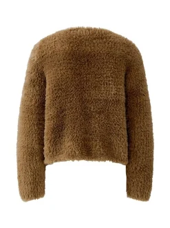 Oui Damen Strickjacke in braun - Ausschnitt: Rundhals