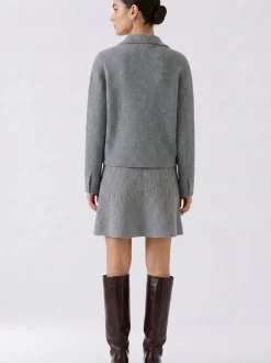 Oui Damen Strickjacke in grau - Ärmel: langarm