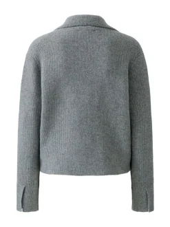 Oui Damen Strickjacke in grau - Ärmel: langarm
