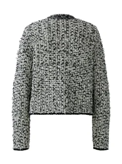 Oui Damen Strickjacke in schwarz weiß - Ärmel: langarm